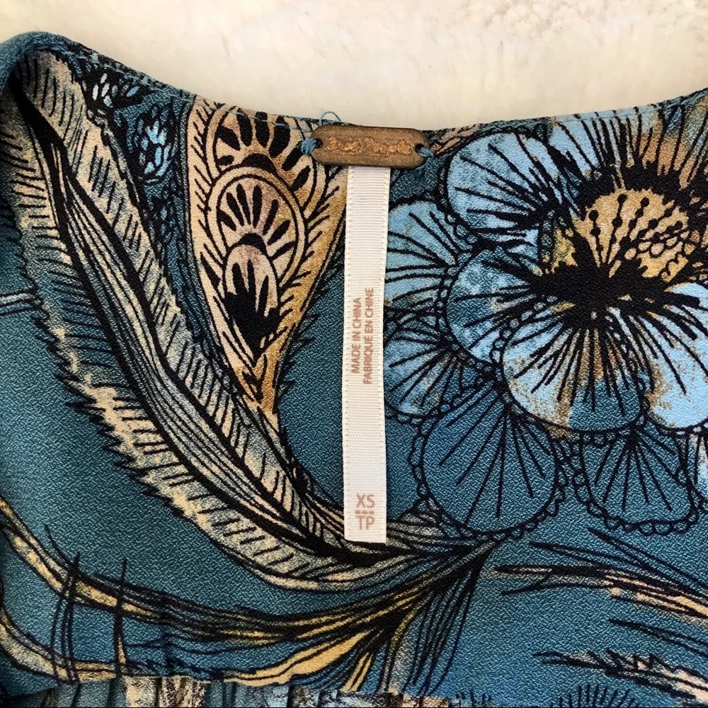 Free People Haze Hummingbird Tunic Blue Ruffled XS - Picture 12 of 12
